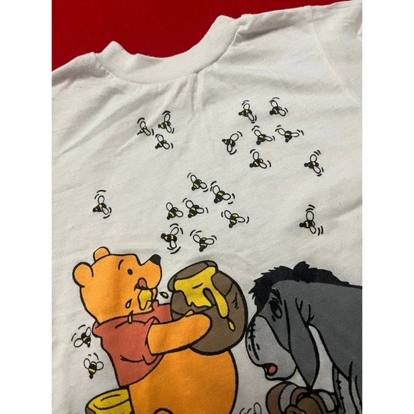 Kids Disney Winnie the Pooh Eeyore Honey Bees T Shirt White Size 5 Made in USA - Picture 3 of 8